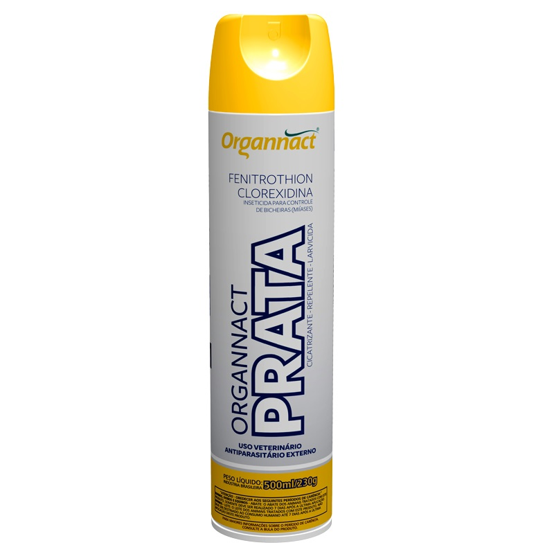 Spray Antiparasitário Externo Mata Bicheira Organnact Prata para Cães