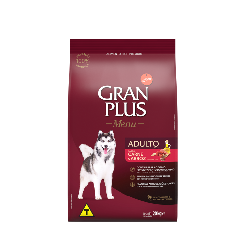 Ração GranPlus Menu para Cães Adultos Sabor Carne e Arroz