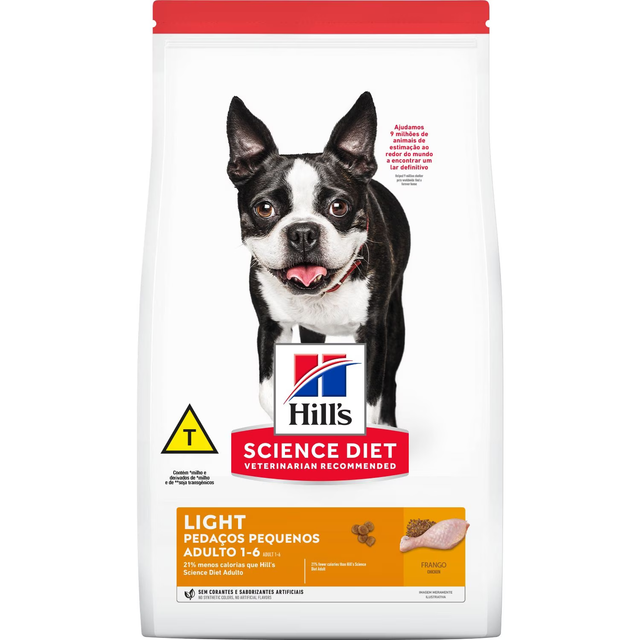 Ração Hill's Science Diet Light para Cães Adultos de Pequeno Porte Pedaços Pequenos Sabor Frango