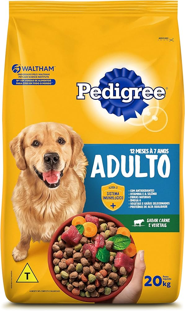 Ração Pedigree para Cães Adultos Sabor Carne e Vegetais