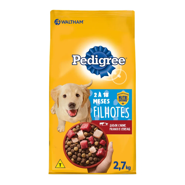 Ração Pedigree para Cães Filhotes de Raças Médias e Grandes Sabor Carne, Frango e Cereais