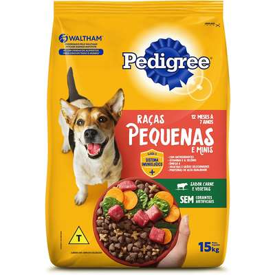 Ração Pedigree para Cães Adultos de Raças Pequenas Sabor Carne e Vegetais