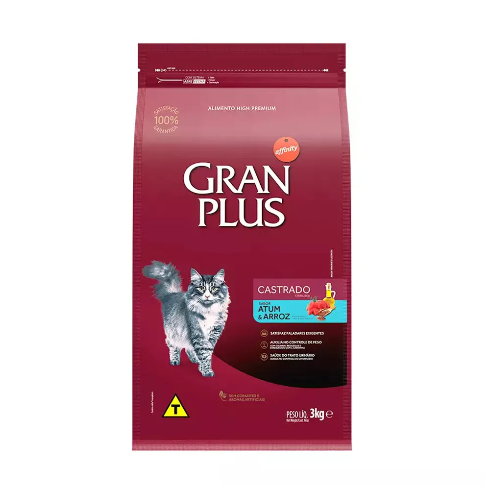 Ração GranPlus para Gatos Castrados Sabor Atum e Arroz