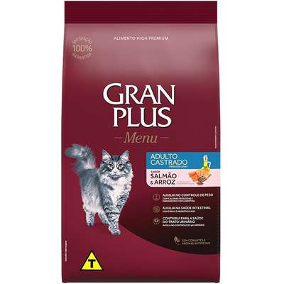 Ração GranPlus para Gatos Castrados Sabor Salmão e Arroz