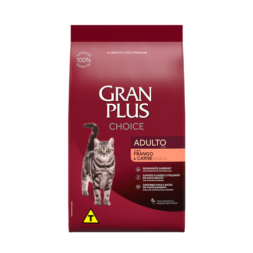 Ração Granplus Choice para Gatos Adultos Sabor Frango e Carne